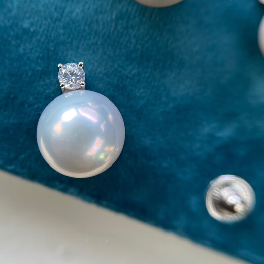 Ai Yunlai Zhengyuan Strong Light Freshwater Edison Pearl Princess Diana Style Pendant Mirror High Quality Zircon 18k Gold Necklace Wedding 12-13mm (Silver Chain Free)