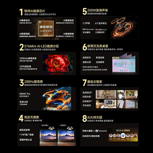 Konka TV 85G10 85-inch Yi AI TV MiniLED LCD smart tablet Jinghong chip 576 partition low reflection screen Trade-in appliances state subsidies