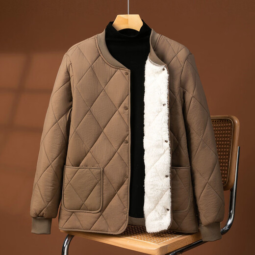 Men's lining cotton-padded jacket winter plus velvet thickened short style inner-wearing office worker base warm school uniform artifact cotton jacket navy blue zipper XL 120-140Jin Jin is equal to 0.5 kg