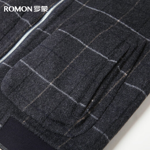 Romon reversible wool double-sided woolen jacket men's autumn and winter casual stand-up collar young and middle-aged dad jacket