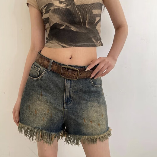 Haofanjie belt men's belt women's brown retro fashion American trend student men's versatile wasteland style wide pants belt brown belt