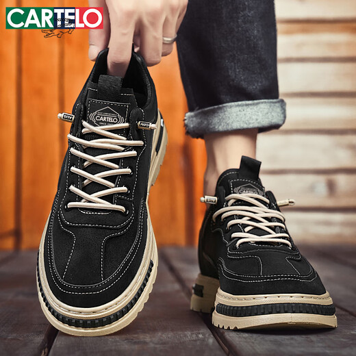 CARTELO Men's Shoes Autumn and Winter Trendy 2025 Shoes Men's Fashion Casual Shoes Men's Slip-on Martin Shoes Black 40