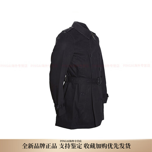 BURBERRY solid color single-breasted mid-length long-sleeved windbreaker for men, black New Year gift, black M