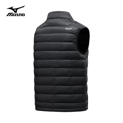 Mizuno (MIZUNO) outdoor lightweight down vest men's short autumn and winter inner and outer vest stand collar vest black 2XL