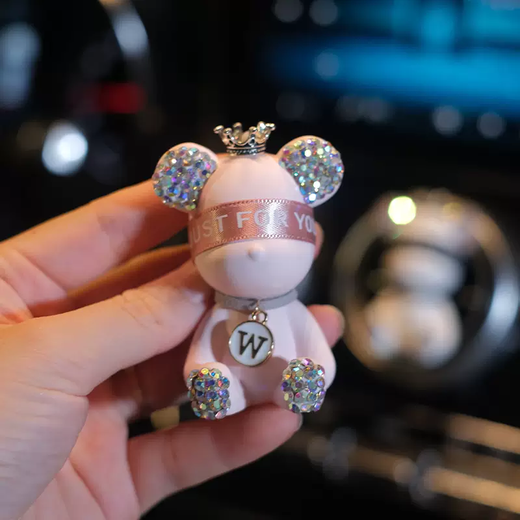 Yusenyi Car Perfume Aromatherapy Car Air Conditioner Air Vent Car Interior Decoration Supplies High-end Diffusing Stone Ornaments Pink Diamond Blindfold Bear Remarks Letter 1g