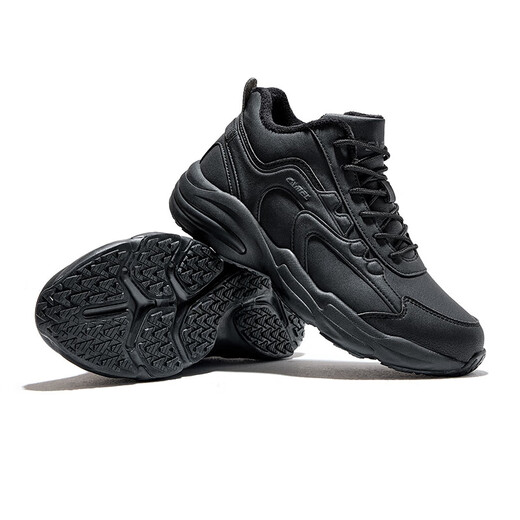 Camel (CAMEL) velvet men's shoes thick sole heightening autumn and winter high-top casual cotton shoes K15C36L3048 black/dark gray 42