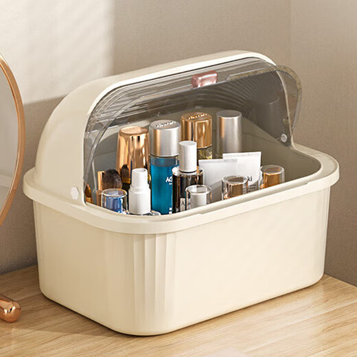Plastic cosmetic storage box desktop dust-proof skin care product storage box large capacity half-flip makeup brush storage box cream small size 35*26*26cm 1 piece