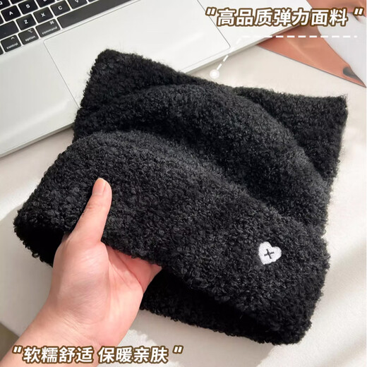 Xue Qianman's cute cat-eared plush hat for women in autumn and winter, thickened and warm, ear-protecting, Korean style, sweet, plain and versatile woolen hat