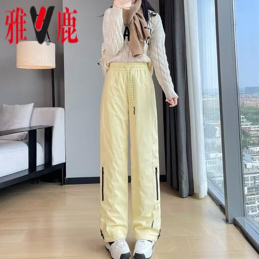 Yalu thickened down pants overalls for women 2025 winter new Northeast warm and cold-proof snow waterproof skiing off-white M