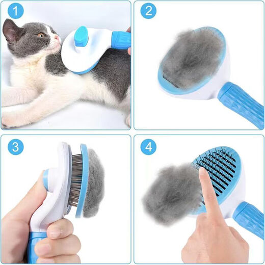 Cat and dog comb to remove floating hair artifact, pet-specific long hair cleaning comb to thin the lint and remove artifact, minimalist gray, one-click self-cleaning, protective beads