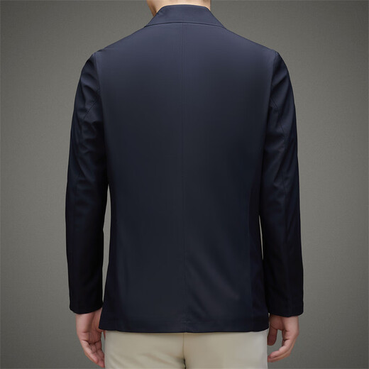 Lilan spring jacket men's thin top middle-aged men's business casual mulberry silk jacket lapel jacket navy blue M 170/88