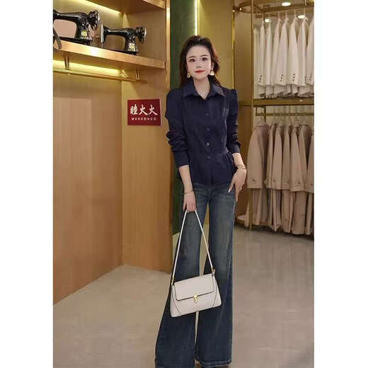 French Elegant Lapel Long Sleeve Shirt for Women 2025 Autumn New Style Ruffled Hem Pleated Western Style Slim Jacket White Collect and follow the store for priority delivery M Recommendation 105Jin Jin is equal to 0.5kg or less