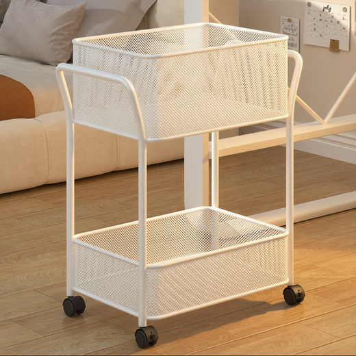 XAOIMI student bag book storage rack office under desk storage bookshelf with wheels floor-standing desk bag storage artifact white two-layer with pulleys (bold frame)