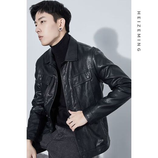 Men's Retro Leather Jacket 2025 Spring and Autumn New Korean Style Leather Jacket PU Leather Simulated Leather Motorcycle Jacket Casual Trend Black No Velvet 3XL 3XL Recommended Size 145-160Jin Jin is equal to 0.5 kg