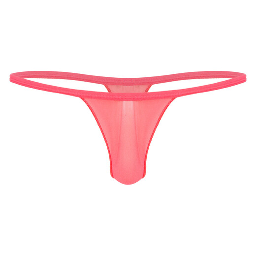 PYONGRAINS men's thong sexy underwear high elastic thin mesh soft transparent breathable sexy seamless white S