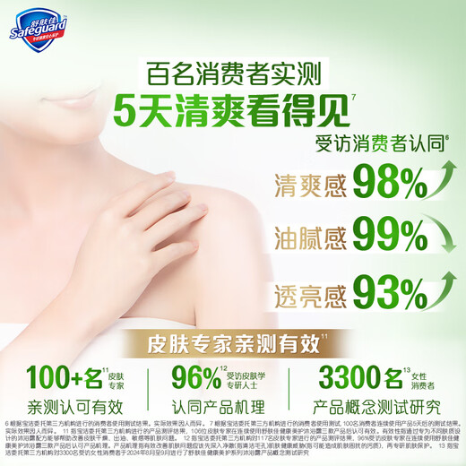 Safeguard Healthy Beauty Shower Gel Small Green Bottle Jasmine Tea Fragrance 570g Oil Control Oil Removal Cleansing Oily Skin Shower Gel for Men