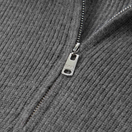 Eveli (eifini) Jiang Xin endorses Eveli half-open lapel basic zipper knitted cardigan thick warm outer 2025 winter new style gray half-open lapel S