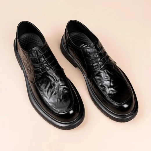 XO leather shoes for men, first-layer cowhide, 2025 autumn and winter formal business derby shoes, lace-up suit shoes, men's shoes, black 42