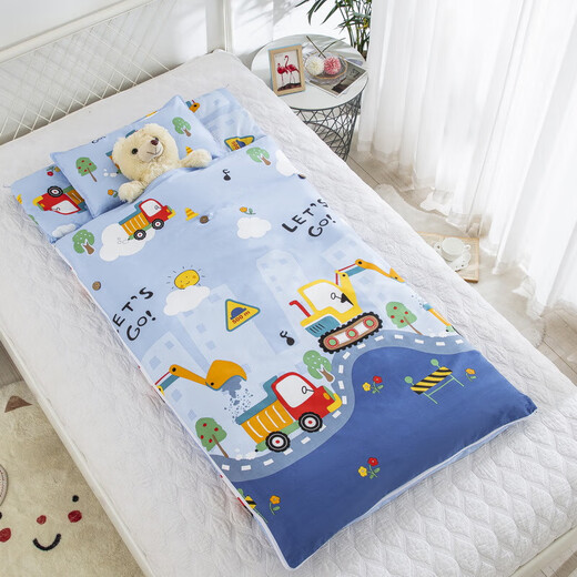 Children aged 0-12 years old student sleeping bag anti-kicking quilt autumn and winter plus velvet baby sleeping bag baby thickened winter universal four-season excavator soft and comfortable 80X150cm cotton mother-in-law liner