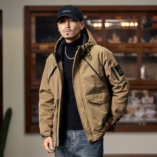 JEEP SPIRIT American Workwear Jacket Men's Autumn and Winter New Cotton Jacket Retro Cotton Jacket Thickened Jacket Cotton Clothes 1119 Military Green Cotton Style 4XL 180-195Jin Jin is equal to 0.5 kg