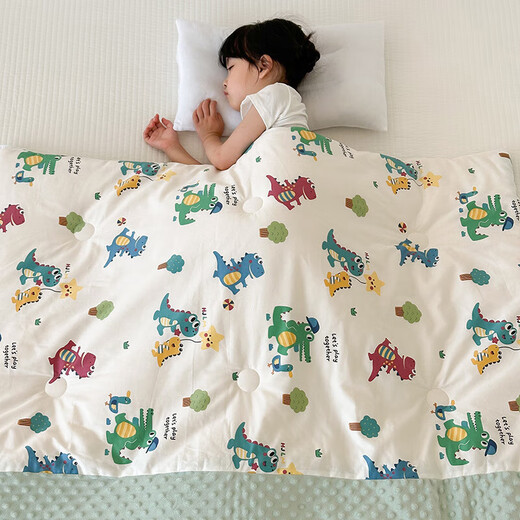 Cotton children's sleeping bag, baby quilt, spring and autumn dual-purpose kindergarten beanie anti-kick sleeping bag, universal for all seasons, wonderful dinosaur, skin-friendly and soft, 100*150+pillow core 30*75, winter style 6Jin Jin equals 0.5kg