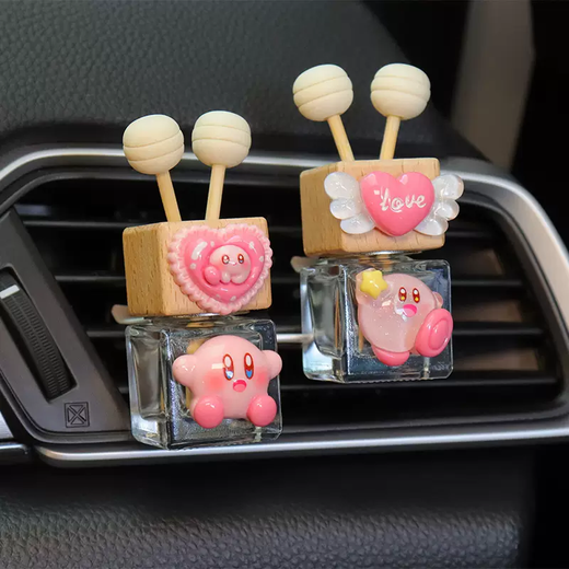 Yusenyi Car Aromatherapy Bottle Essential Oil Car Perfume Empty Bottle Cute Kirby Air Outlet Volatile Fragrance Decorative Diffuser Hamburg Photo Card Perfume Bottle 1g