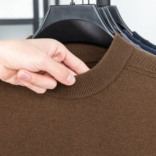 Golden Rabbit high-end half turtleneck 100 pure wool sweater for middle-aged men worsted double-ply thickened warm sweater winter base layer Geshanglan XL /175