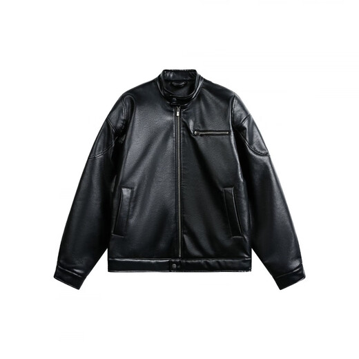 Xingman Winter Padded Leather Jacket Men's 2025 New Trendy Loose and Versatile Boys Motorcycle Leather Jacket Trendy Black M (100-130Jin Jin is equal to 0.5kg)