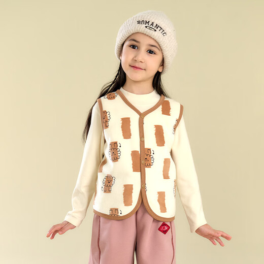 Cotton hall double-sided vest thick plush jacket for boys 2025 autumn new style plush vest for girls xt2 interesting geometry 120