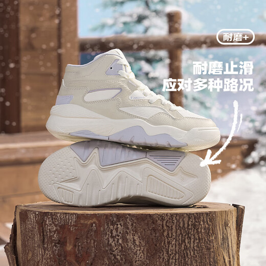 361 women's sports shoes for autumn and winter new high-top cotton shoes plus velvet warm casual sneakers 682536626A-2