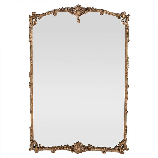 French retro European makeup mirror, dressing table, fireplace mirror, home bathroom bathroom mirror, anti-fog smart mirror, vertical 60*90CM+led touch light