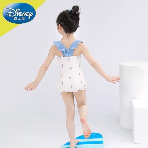 Disney children's swimsuit girls training one-piece swimsuit 25 new baby long-sleeved sun protection hot spring swimsuit off-white 100 cm