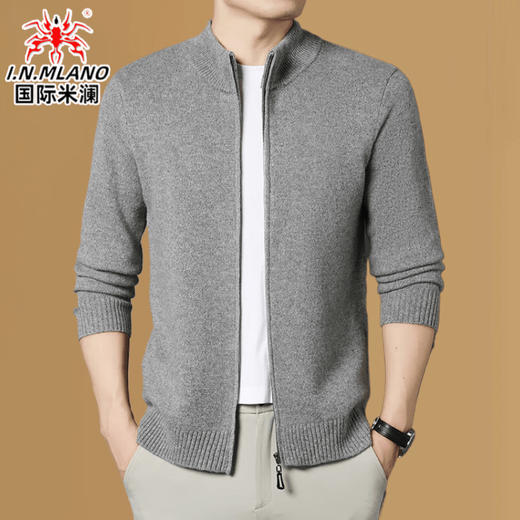International Milan Men's 100 Pure Wool Cardigan Jacket 2025 Autumn and Winter New Middle-aged Casual Loose Wool Jacket Dad's Wear Mitu/Gift Box Thickened XL Recommended 130-155 Jin Jin equals 0.5 kg