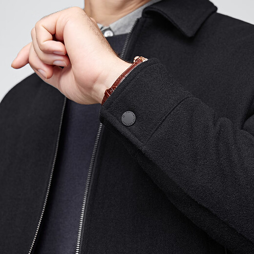 Septwolves Jacket Men's Autumn Woolen Jacket Men's Sheep Wool Warm Antistatic Business Windproof Jacket Men's Top Black-1911 XL (175)