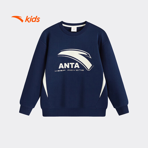 ANTA children's sweatshirt for boys and girls 2025 autumn and winter sweatshirt plus velvet warm sports knitted pullover 352548721R
