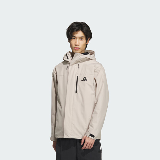 Adidas water-repellent plus velvet lining three-in-one hooded jacket for men and women in autumn and winter Adidas official light sports light brown L