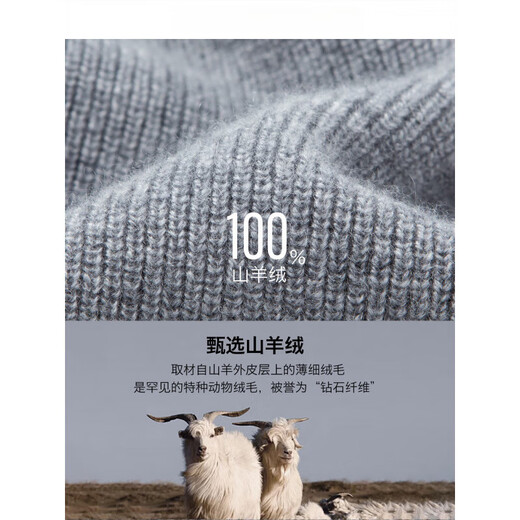 TJQ light luxury cashmere sweater Henry collar thickened sweater men's autumn and winter round neck casual warm knitted bottoming shirt navy blue S 165