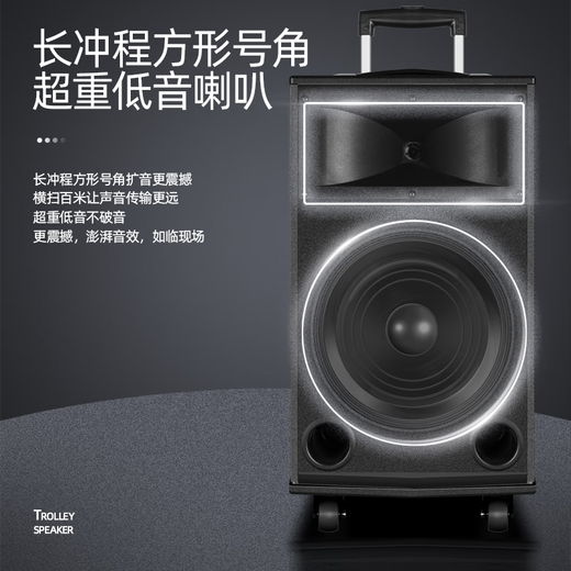 Manlong square dance audio high-power subwoofer wireless microphone Bluetooth high volume with live broadcast professional sound card internal recording mobile performance trolley outdoor karaoke speaker K-415 audio (15-inch bass) dual microphones + gift package