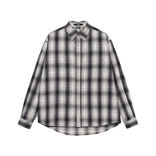 SPELLEDIT2025 winter new gradient plaid shirt versatile retro loose fashion long-sleeved top for women gray one size