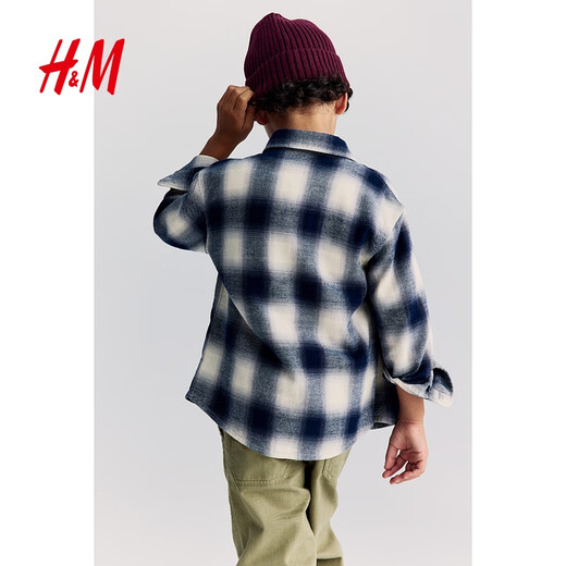H&M children's clothing children's boys' shirt spring new red New Year's greetings New Year's shirt jacket 1163548 gray/checkered 110 110/60 (4-5Y)
