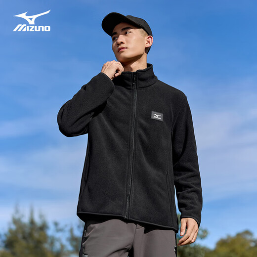 Mizuno (MIZUNO) Fleece Jacket Men's Outdoor Warm Windproof Spring and Autumn Top NKA2CC2641 Black 2XL