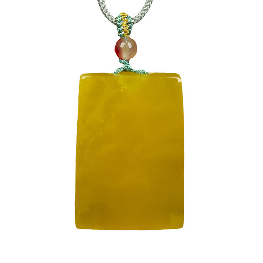 OUCERNY beeswax pendant, unique Ping An Wu Shi brand, natural amber raw stone, chicken fat yellow Xinman honey square brand hanging chain