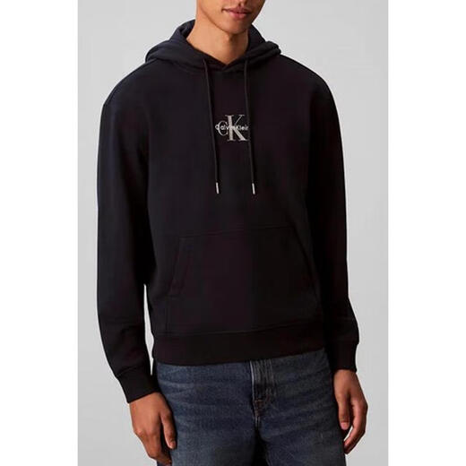 Calvin KleinCK Men's Sweater New Warm and Comfortable Cotton Dark Blue Daily Breathable Fashion Casual Simple Men's Pullover Blue One Size | EU M