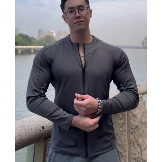 Bantang Jinse Cycling Jacket Sports Long Sleeve Men's Cycling Jacket Fitness Spring and Autumn Top Quick-Drying Dry Tight Stretch Running Training Black M _ Recommended 100-120 Jin Jin equals 0.5 kg