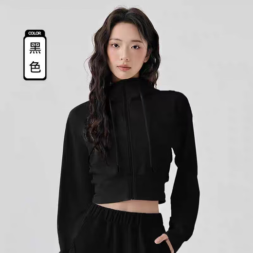 New hooded sports coat for women, loose and slim, outdoor leisure fitness long-sleeved Pilates training yoga top, cream yellow XL