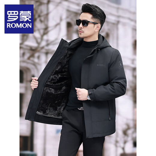 ROMON Parker Men's Winter 2025 New Men's Mink Fur Liner Fur Integrated Fox Detachable Fur Jacket B Style Green + Rex Rabbit Fur Liner 3XL <150Jin Jin equals 0.5kg -170Jin Jin equals 0.5kg >