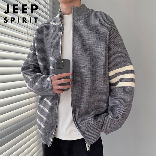 JEEP SPIRIT Jeep suéter para hombre cárdigan abrigo otoño e invierno de gama alta ropa de marca de moda americana