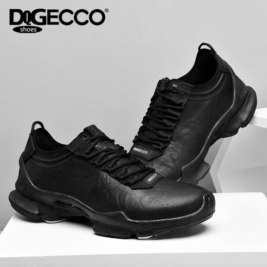 Aibotron DQG ECCO men's toe-layer cowhide spring and autumn genuine leather business casual shoes fashionable lightweight outdoor sports shoes 5515 black 42