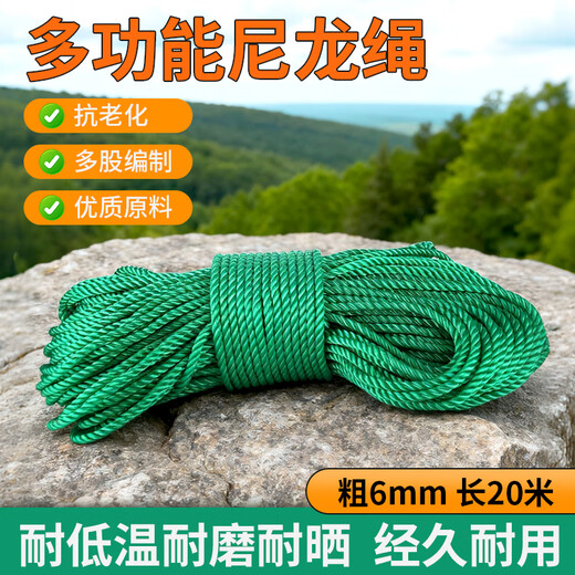 Zhiyu nylon rope greenhouse rope truck binding rope sun-resistant clothes drying rope braided rope fishing net rope 6mm 20 meters