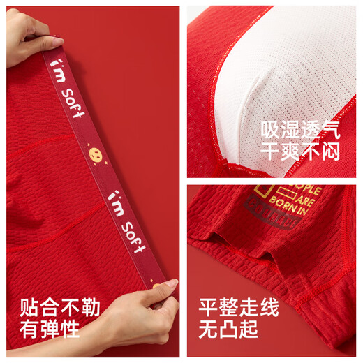 Catman teen underwear men's birth year pure cotton red boxer briefs for fat children 18 antibacterial wedding festive boxer shorts